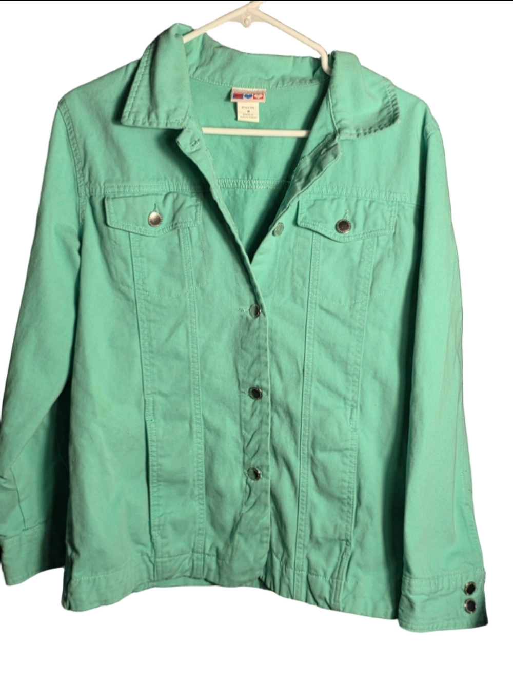 Women's American Sweetheart Green Jean Jacket Size M cottagecore grandmacore y2k - Picture 1 of 7